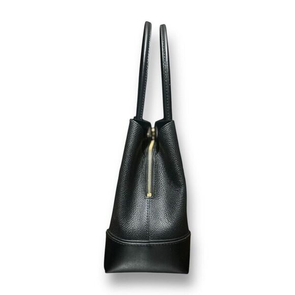 Michael Kors Mercer Gallery Leather Tote Black Gold Hardware Center Zip Pebbled - Picture 3 of 16